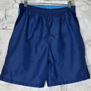 Speedo | Men’s Elastic Waist 2-Tone Blue Mesh Lined Swim Trunks w/Pocket, Size M